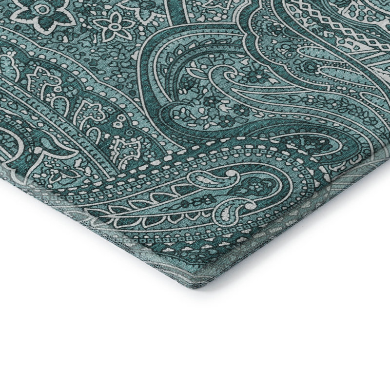 Premium Machine Washable Cerrito Teal Rug, Rectangle 8' x 10'