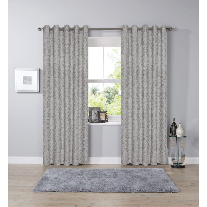Room Darkening Curtain Panel Pair, 228cm Width x 167cm Drop, Grey