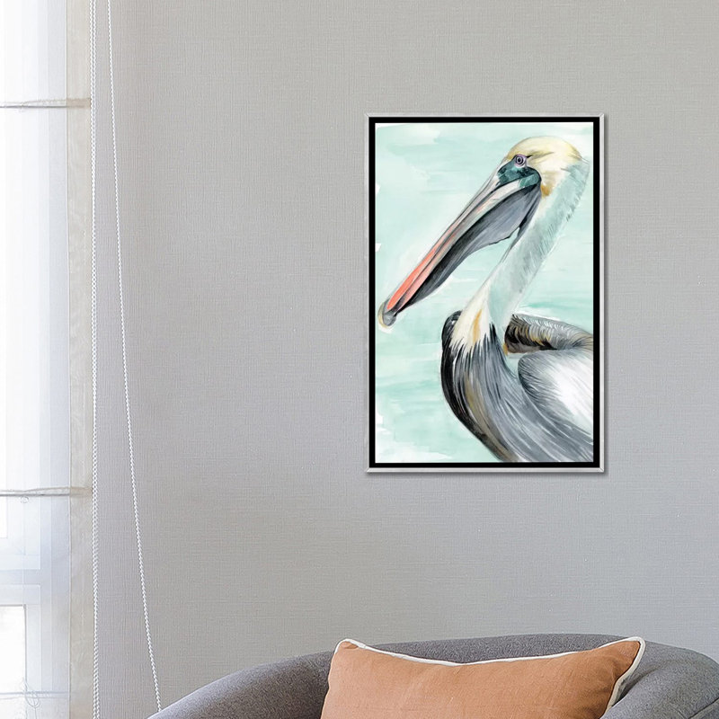 « Turquoise Pelican II » par Jennifer Paxton Parker, reproduction d’art, Pas de tapis, H 26 po x l 18 po x 1,5 po