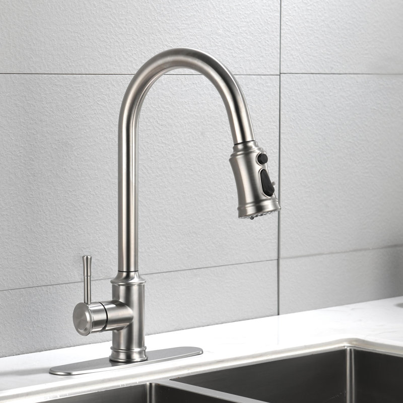 KISRAIS Pull Down Kitchen Faucet, Brushed Nickel