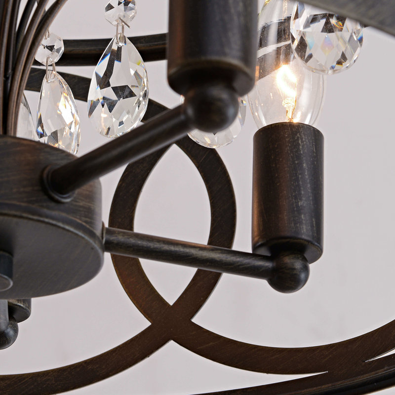 Lustre tambour cage en métal 5 lumières Ayden - Noir antique