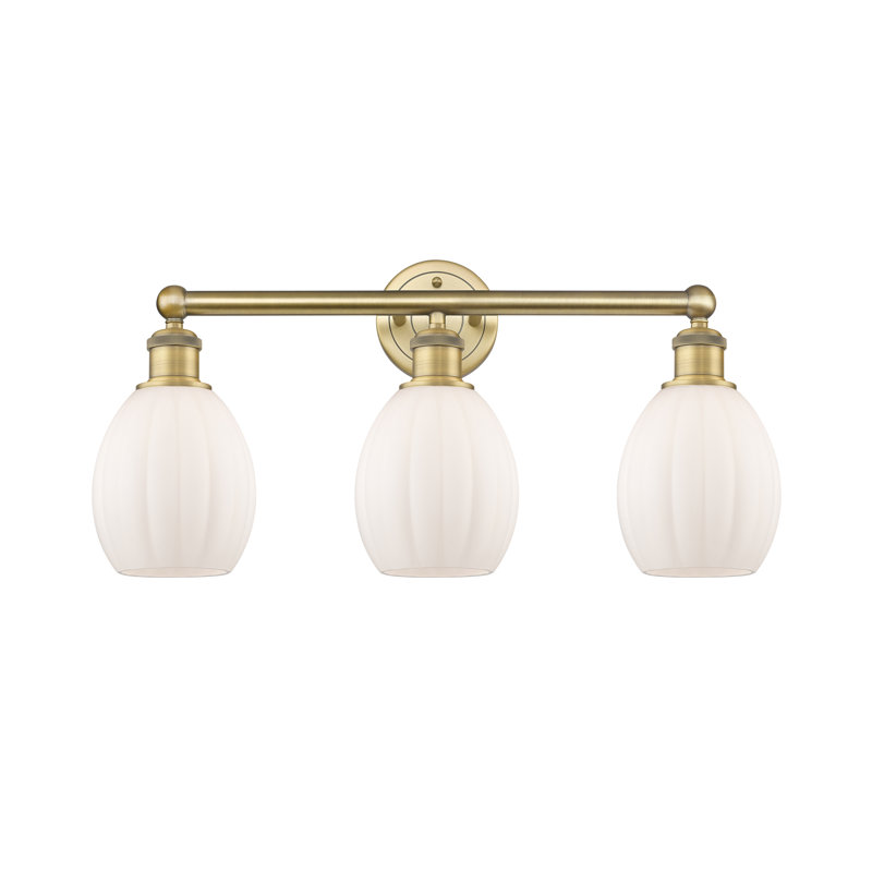 Éclairage pour salle de bain 3 lumières à intensité variable en métal l 23,5 po Bolduc, Blanc mat, Laiton brossé