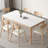 White + Burlywood Rectangular Sintered Stone + Solid Wood Dining Table-125528048