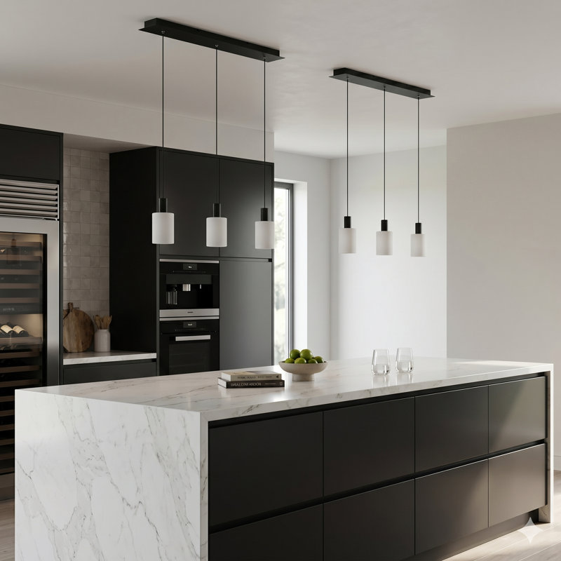 Essoura 3 - Light Kitchen Island Pendant, Black/White