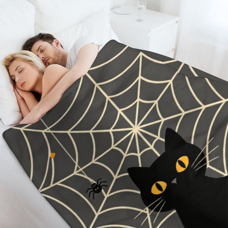 Jeté en flanelle de luxe Black Cat, 30 po x 40 po