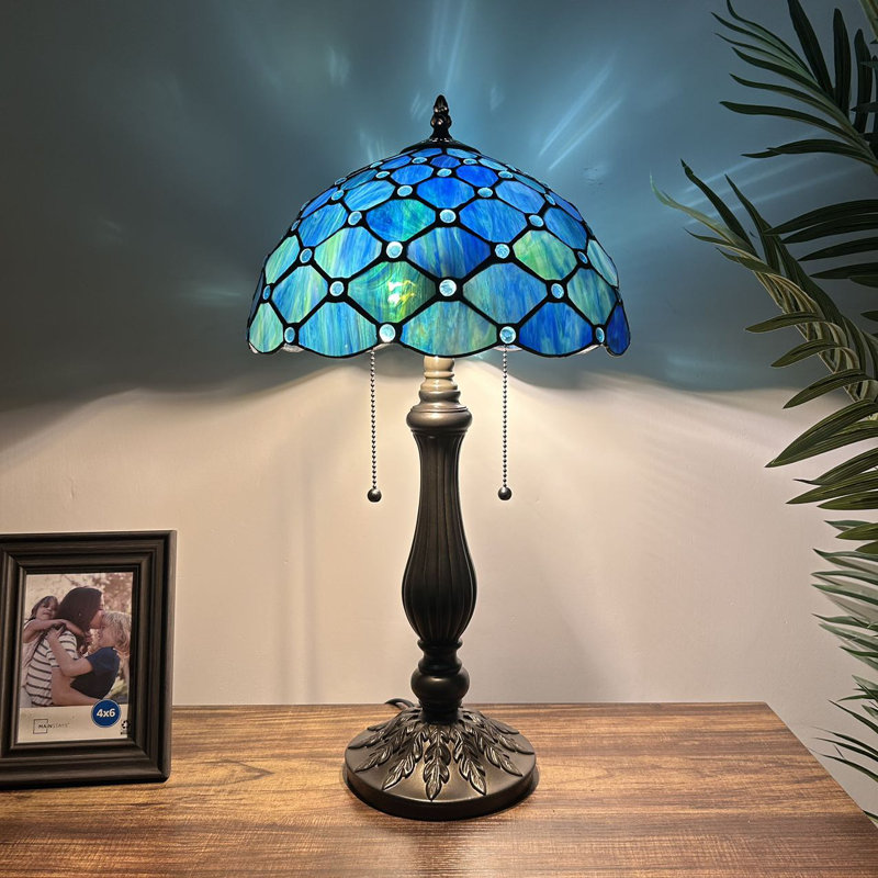 Lampe de table Haruko Tiffany avec haricots de cristal en verre coloré inclus ampoules DEL l 12 po x P 12 po x H 22 po