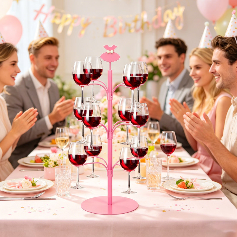 Tour à champagne, porte-verres à vin, support à arbre à cocktail pour boissons avec base robuste, étagère à champagne à 3 niveaux pour mariages, fêtes, décorations de fête de naissance
