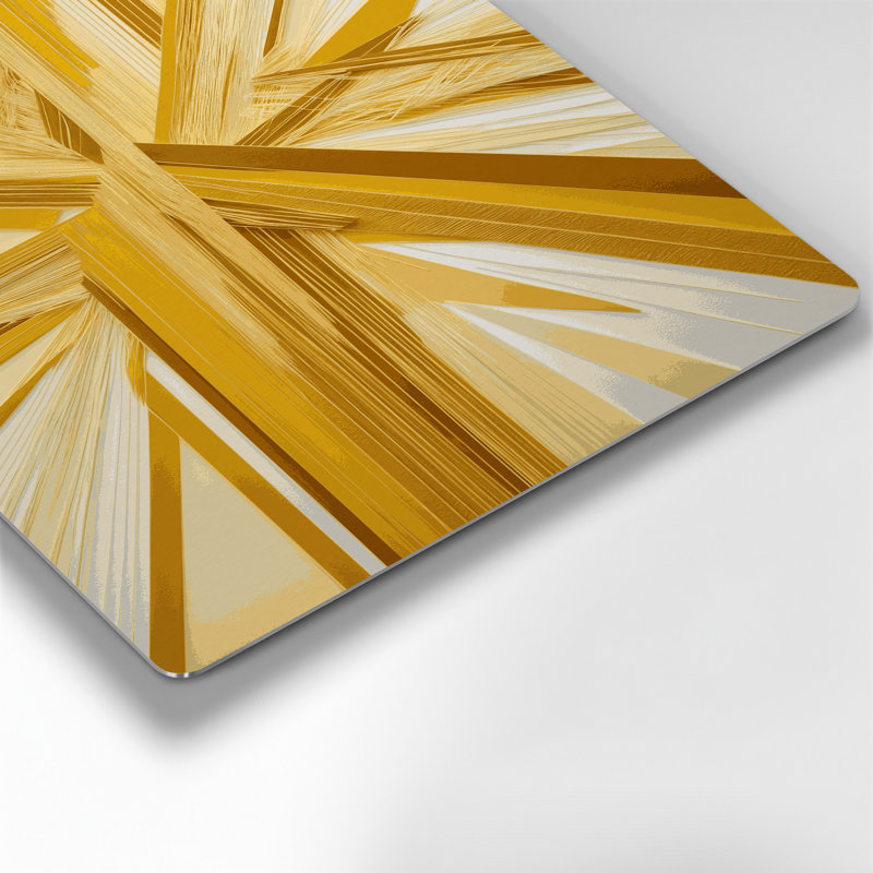 «Geometric Abstraction 22», art mural en métal beige, H 12 po x l 18 po