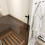 60 po Porte de douche coulissante sans cadre en noir mat avec verre transparent
