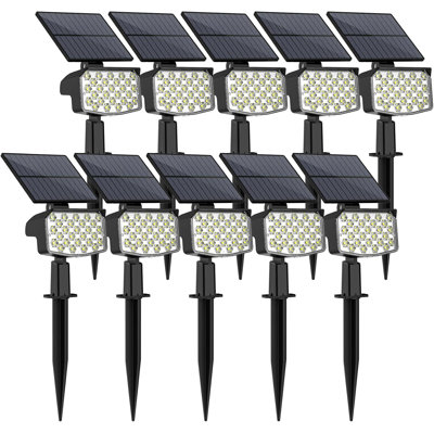 Projecteurs solaires WELALO d'extérieur, [10 paquets / 3 modes] Projecteurs solaires de paysage, lumières de sécurité à énergie solaire réglables, lumières murales étanches IP65 pour allée, jardin, allée