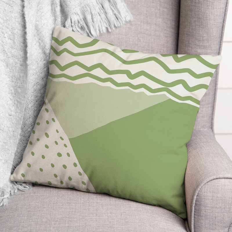 Geometric Outdoor Reversible Throw Pillow, Green