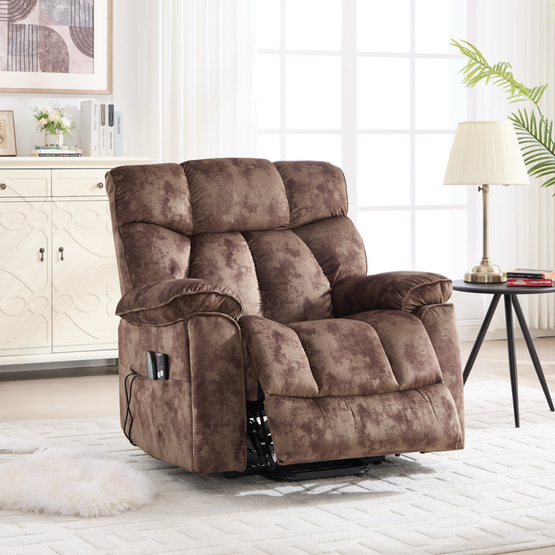 39.76" Wide Power Lift Assist Heated Massage Recliner with Dual Hidden Cup Holders, Two Remote Controls & Microfiber Upholstery