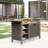 Outdoor Aluminum Grill Cart PE Wicker Bar Cart and Cabinet with Storage