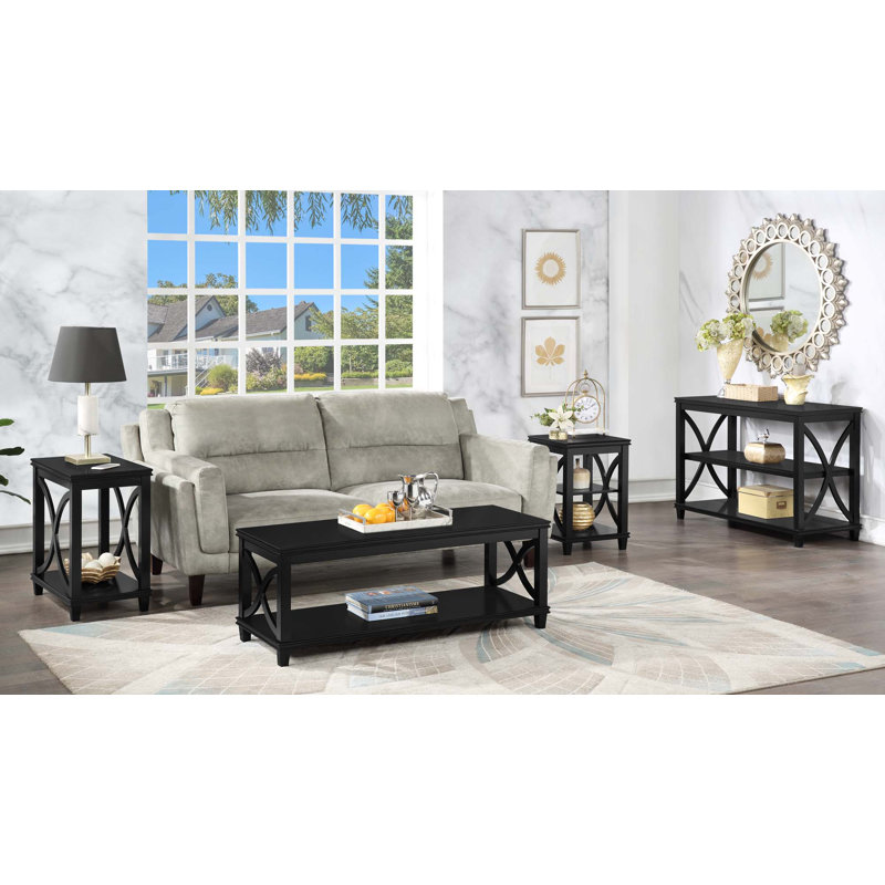 Pettegrow 24'' Tall End Table with Storage with Solid Wood Frame, Black