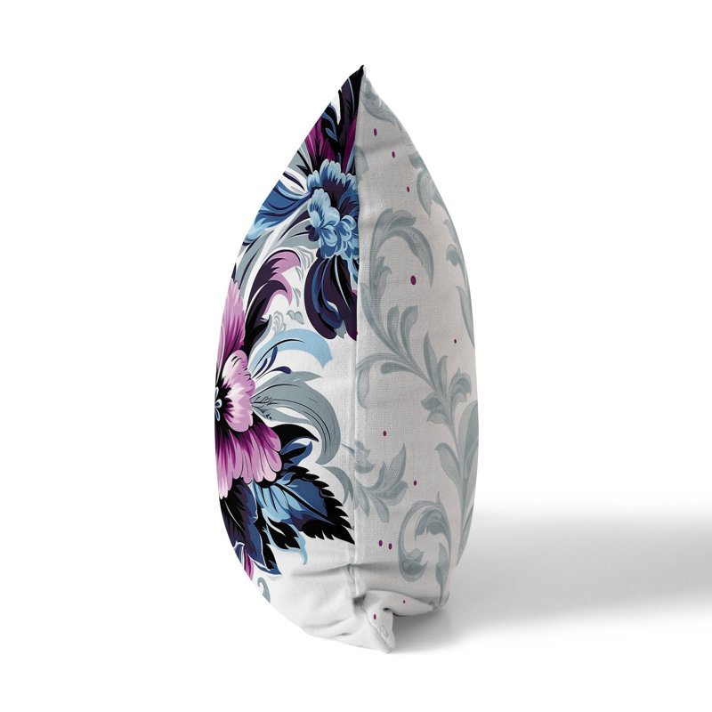 Coussin Botanic Bliss, H 16 po x l 16 po, Floral mauve / bleu