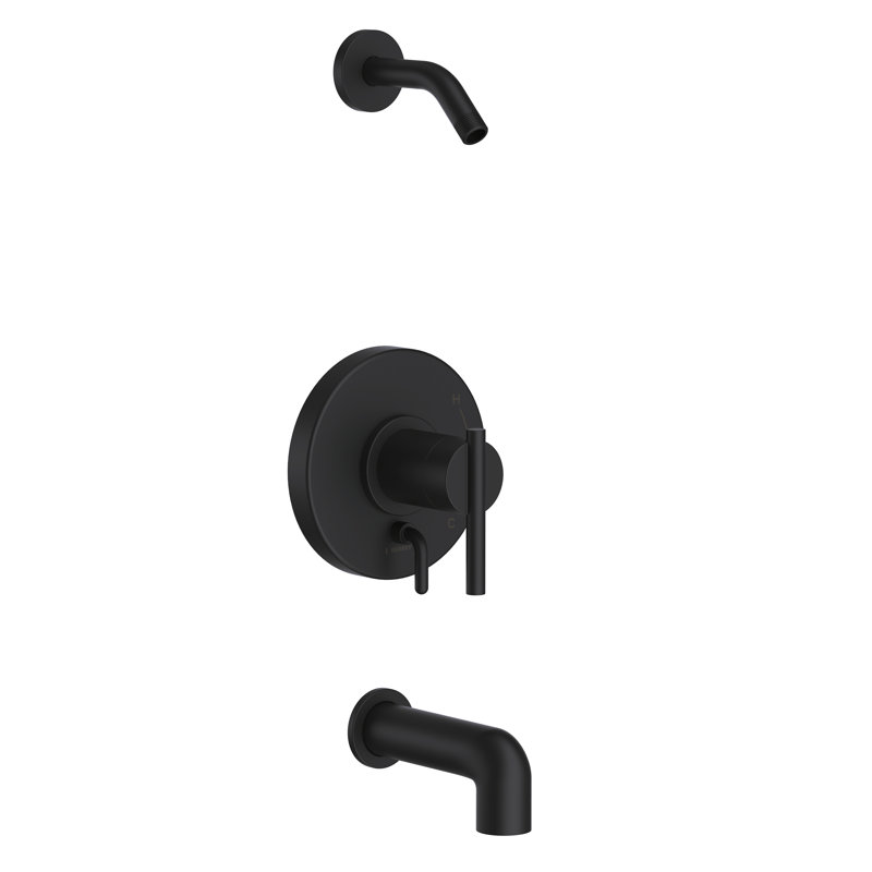 Baignoire Parma 1H, ensemble de garniture de douche et cartouche Treysta, Noir satiné