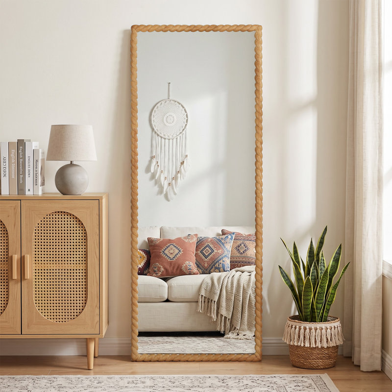 Miroir mural en bois sculpté, 65 po x 25 po, Rectangulaire
