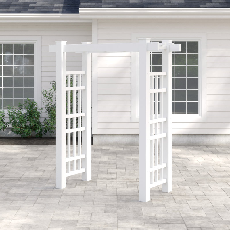 Windsor White Vinyl Garden Arbor with Asian Inspiration