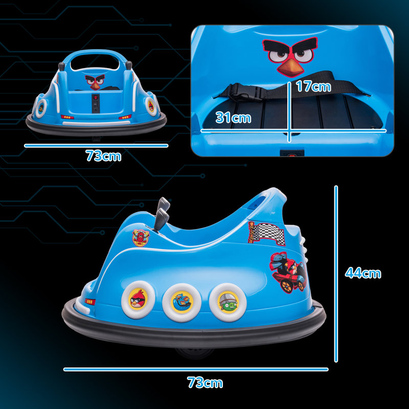 AIYAPLAY 12V Kids Bumper Car Angry Bird Licensed Joysticks 3-5 Years , Blue