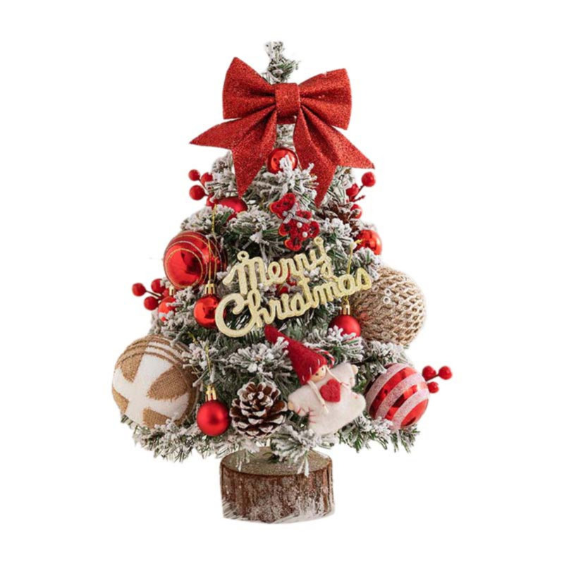 2 pièces arbre de Noël artificiel floqué arbre de Noël 45 cm neige floqué avec guirlandes de lumières à DEL pour les petites fêtes artificielles