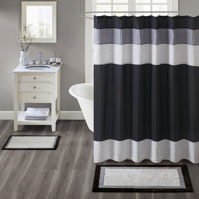Tapis de bain en coton touffeté, Gris, Simple - L 30 po x l 20 po