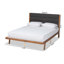 Lit plateforme grand en tissu Bristol gris et tissu d'ameublement au fini brun noyer Bristol (grand)-1274883636-1274883627