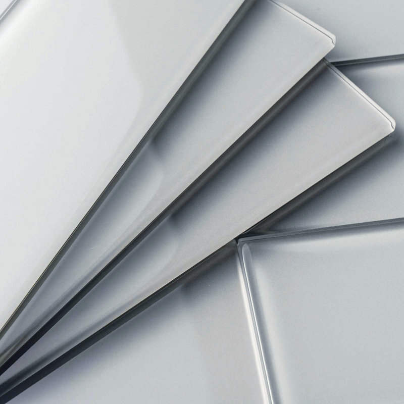 3" x 9" Glass Subway Tile, True Gray