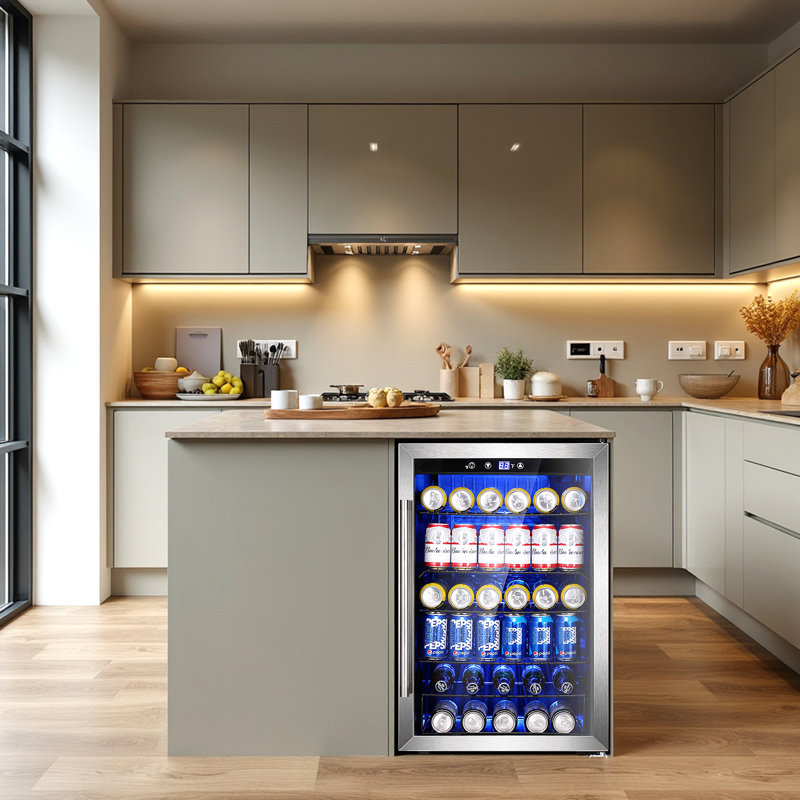 Electactic 4.5 Cu.ft Wine Cooler Freestanding Fridge With Reversible Glass Door,37 Bottle 145 Can Beverage Refrigerator Quiet With Led Lighting For Home Kitchen Bar