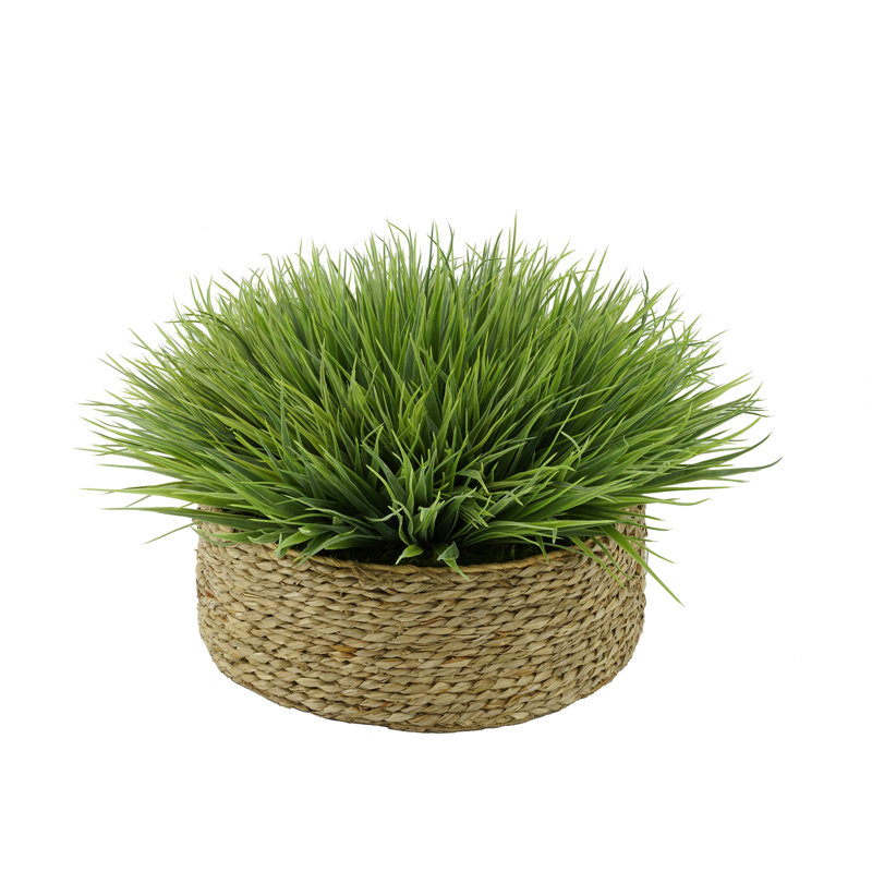Gazon artificiel 8 po dans un panier, Givré, Naturel, H 12 po x l 18 po x P 18 po