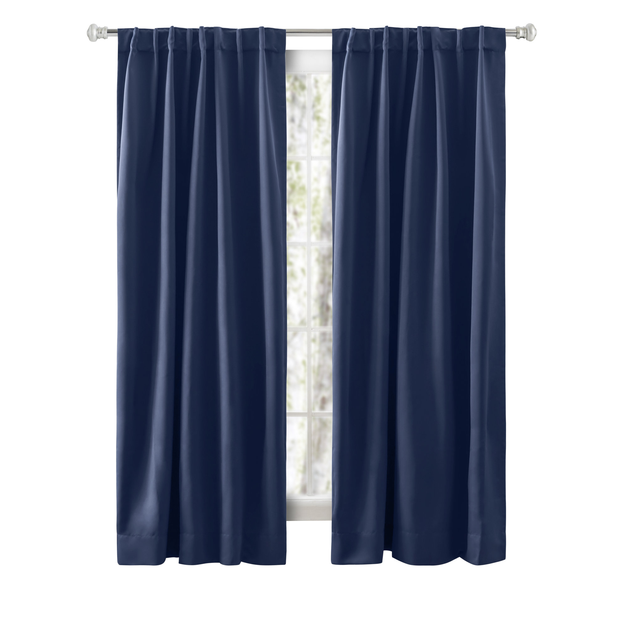 Ardelle Pure Blackout Premium Woven Yarns in a Thermal Rod Pocket w/ Backtabs Curtain Panel, 56" W x 96" L, Blue