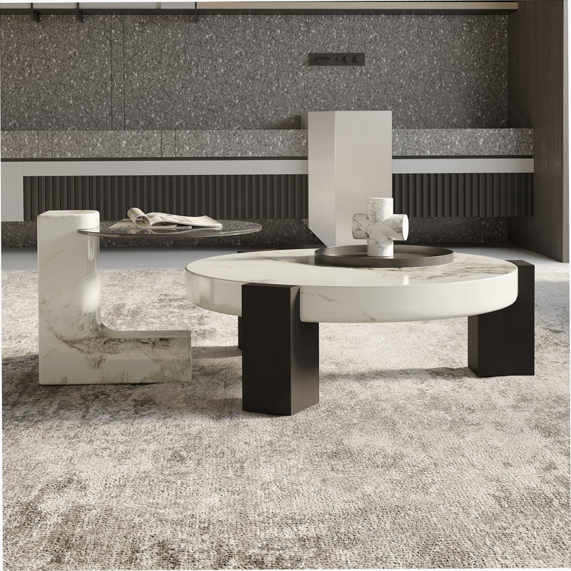 Table basse blanche avec table d'appoint blanche