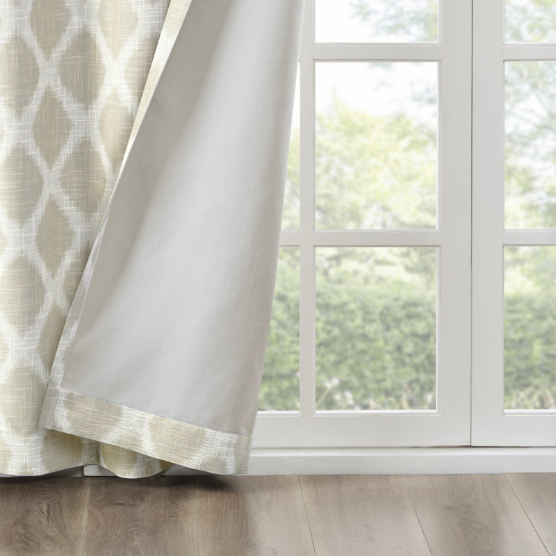 Blakesly Printed Ikat Blackout Single Curtain Panel, 50" W x 95" L, Taupe