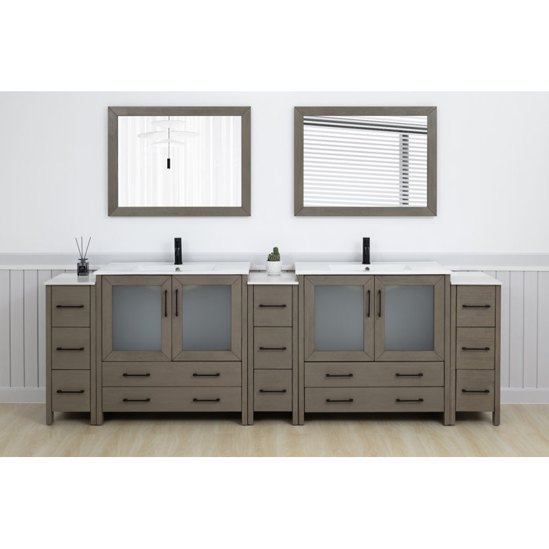  108" Double Bathroom Vanity Set with Mirror, Dark Gray