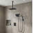 G-promise Thermostatic Shower Faucet Set, 16 Inches Ceiling Mount Rainfall Shower Head & 8 Inches Wall Mount Unit, Push Button Diverter For Easy To Use