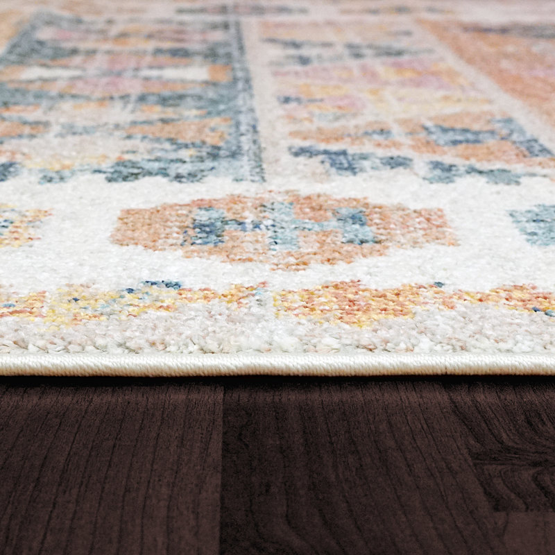 Tapis beige / brun / bleu Leidi, Rectangle 5 pi x 7 pi