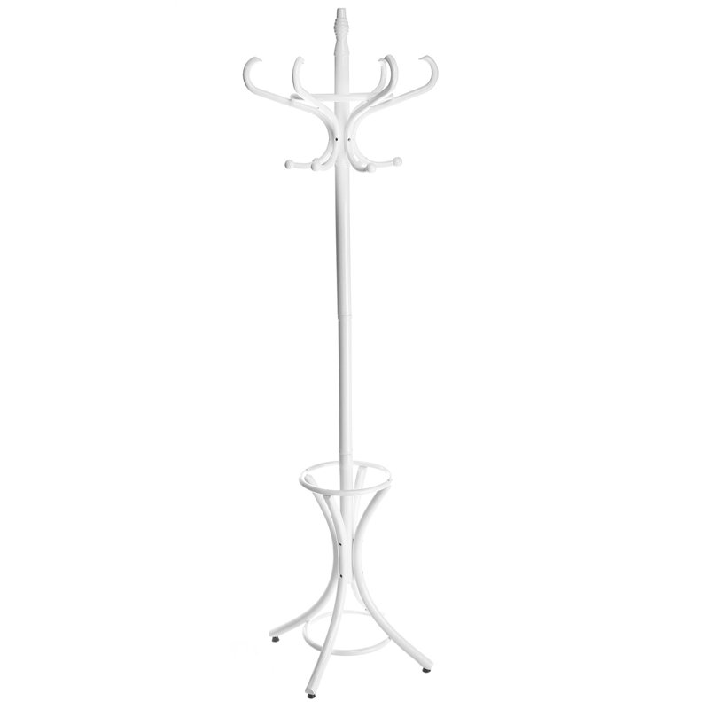 Abner Solid Wood Freestanding 6 - Hook Coat Rack, White