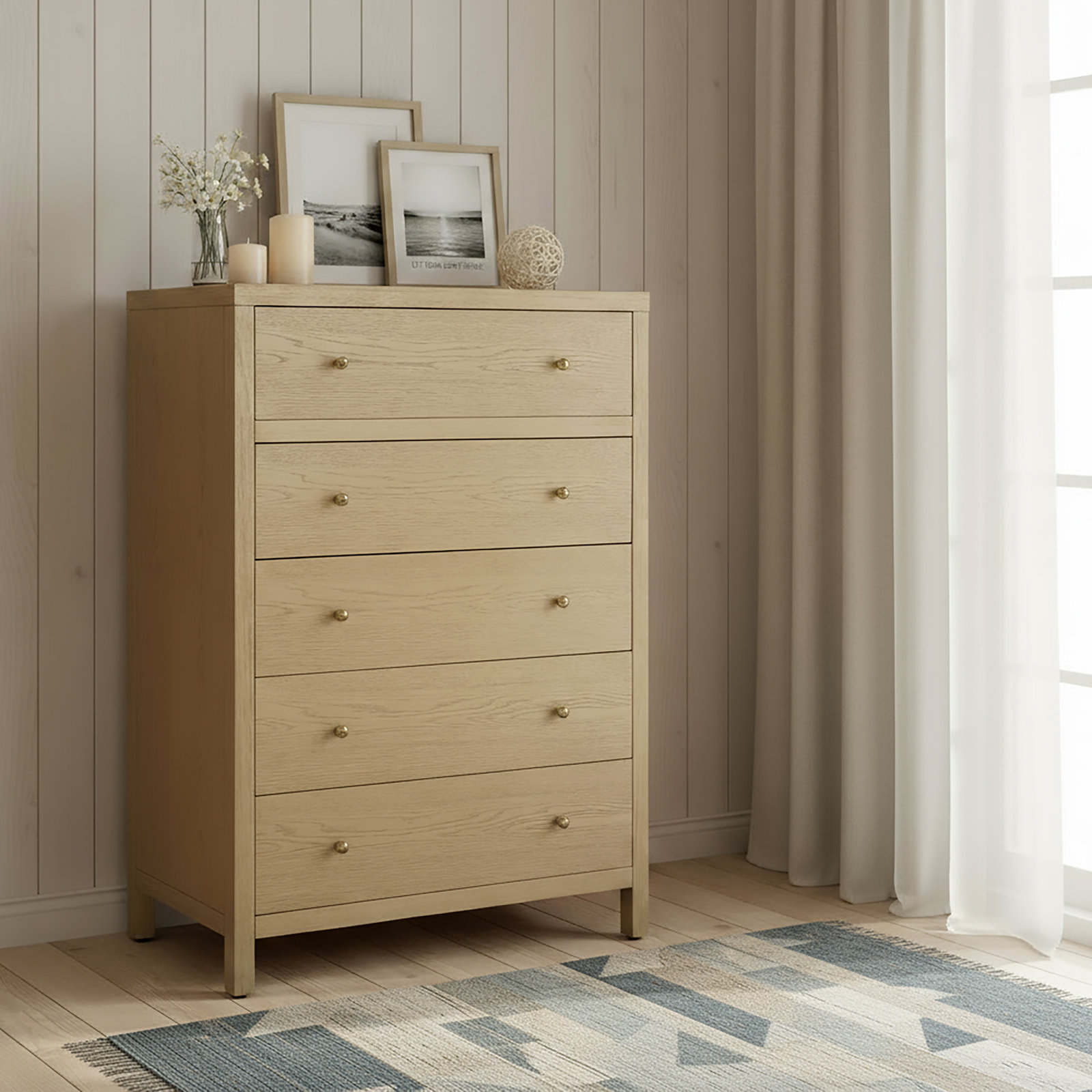 Celine 36" Acacia Dresser, Light Oak Brown
