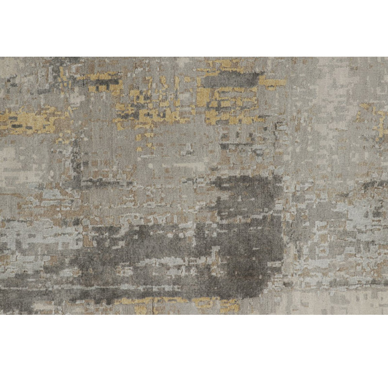 Modern Hand Knotted Area Rug, Rectangle 12" x 17"
