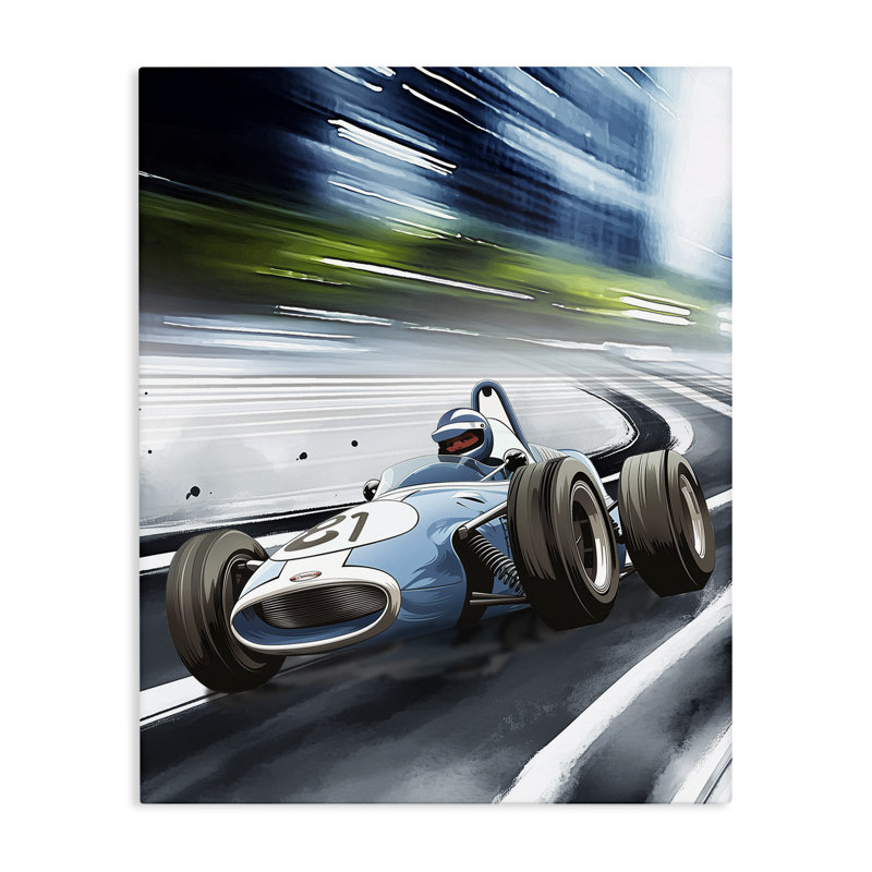 «Speeding Racecar», toile par Christine Simpson, art, H 40 po x l 30 po