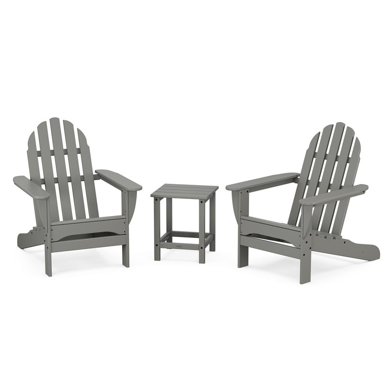 POLYWOOD x Sol 72 Jamarion 3-Piece Adirondack Set, Slate Gray