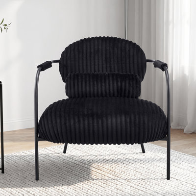 Fauteuil d'appoint rembourré en velours côtelé d'inspiration Bauhaus l 27,6 po Aldarondo