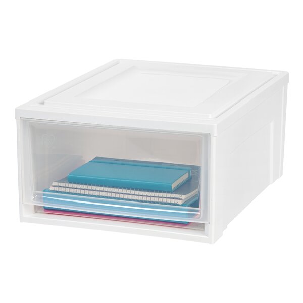 IRIS White Stackable Plastic Storage Drawer 7-in H x 15.75-in W x 19.63-in  D in the Storage Drawers department at