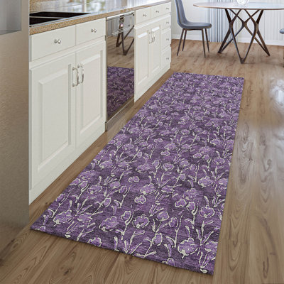 Premium Machine Washable Prisco Purple Rug