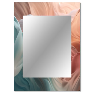 «Orange Blue Dancing Colors II» - miroir mural décoratif minimaliste, miroir orange, impression d'art en métal