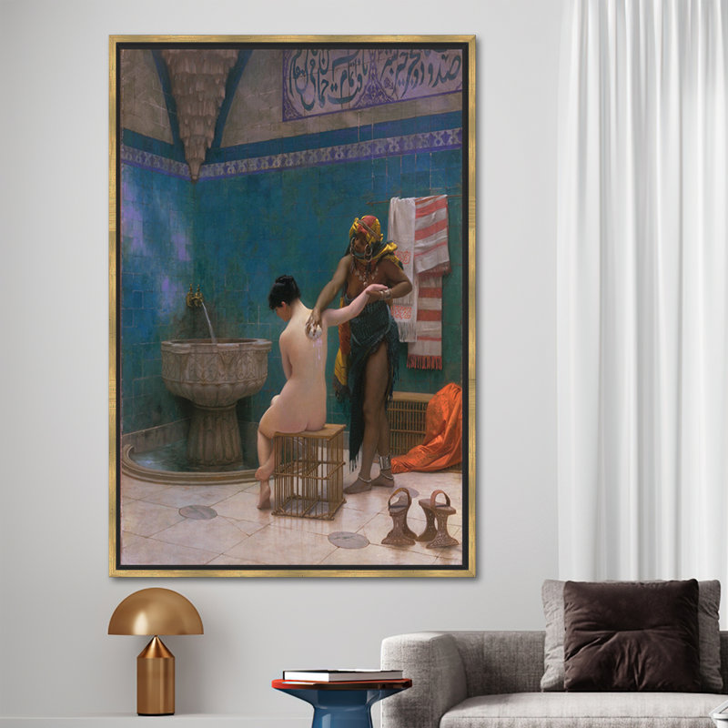 Print on Canvas, 100 cm H x 70 cm W, Framed Print without Mat, Gold