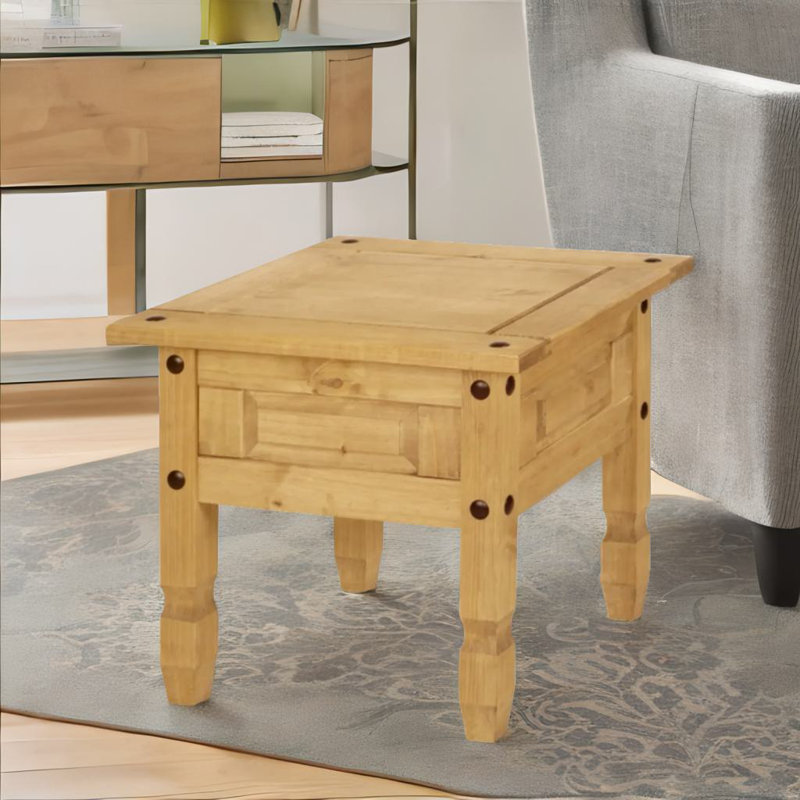 Anjeliett Solid Pine Wood Side End Accent Table 