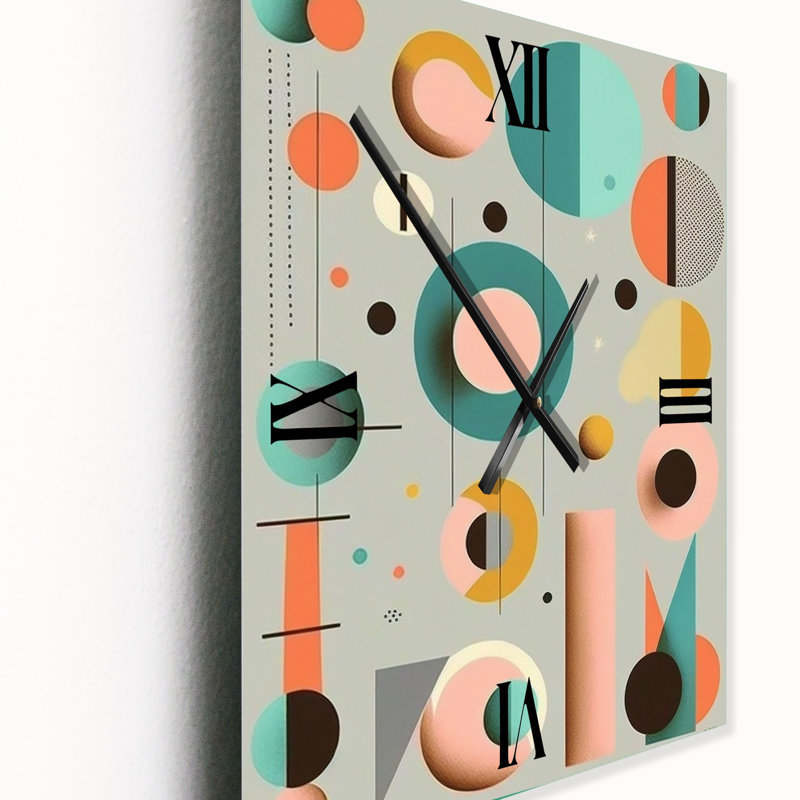 Minimal géométrique circulaire en pastel délavé rétro - très grandes horloges murales modernes Mid-Century