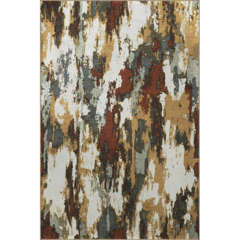 Tapis décoratif moderne et héréditaire à motifs clairs et multicolores, Rectangle 3 pi 11,24 po x 5 pi 10,87 po