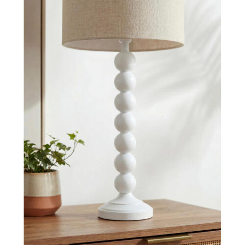 Elaine Table Lamp, Cream, White, 32" H x 15" W x 20" D