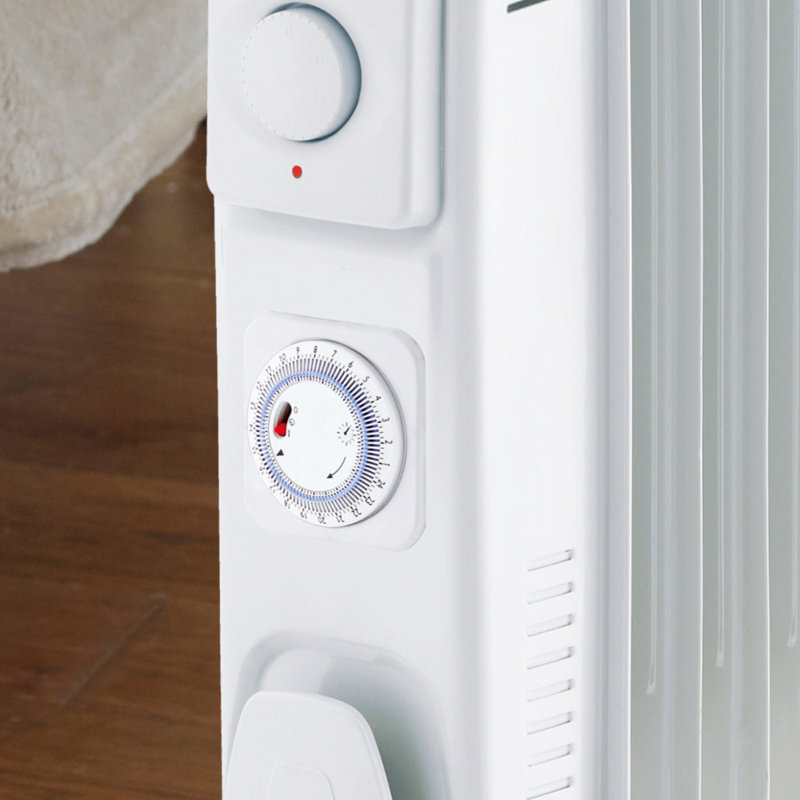 NeoDirect 2500W 8530 BTU Electric Radiator Space Heater with Adjustable Thermostat, White